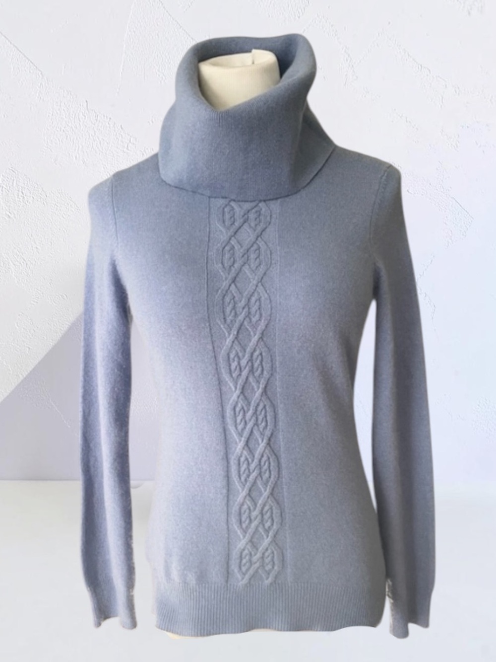 TESORI 100% CASHMERE Blue Turtleneck Sweater Size XS
